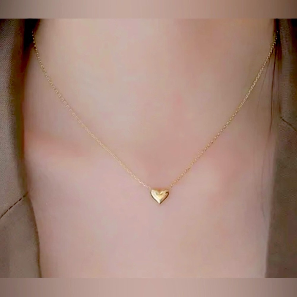 925 Sterling Silver 14k Gold Necklace Heart Shape pendant